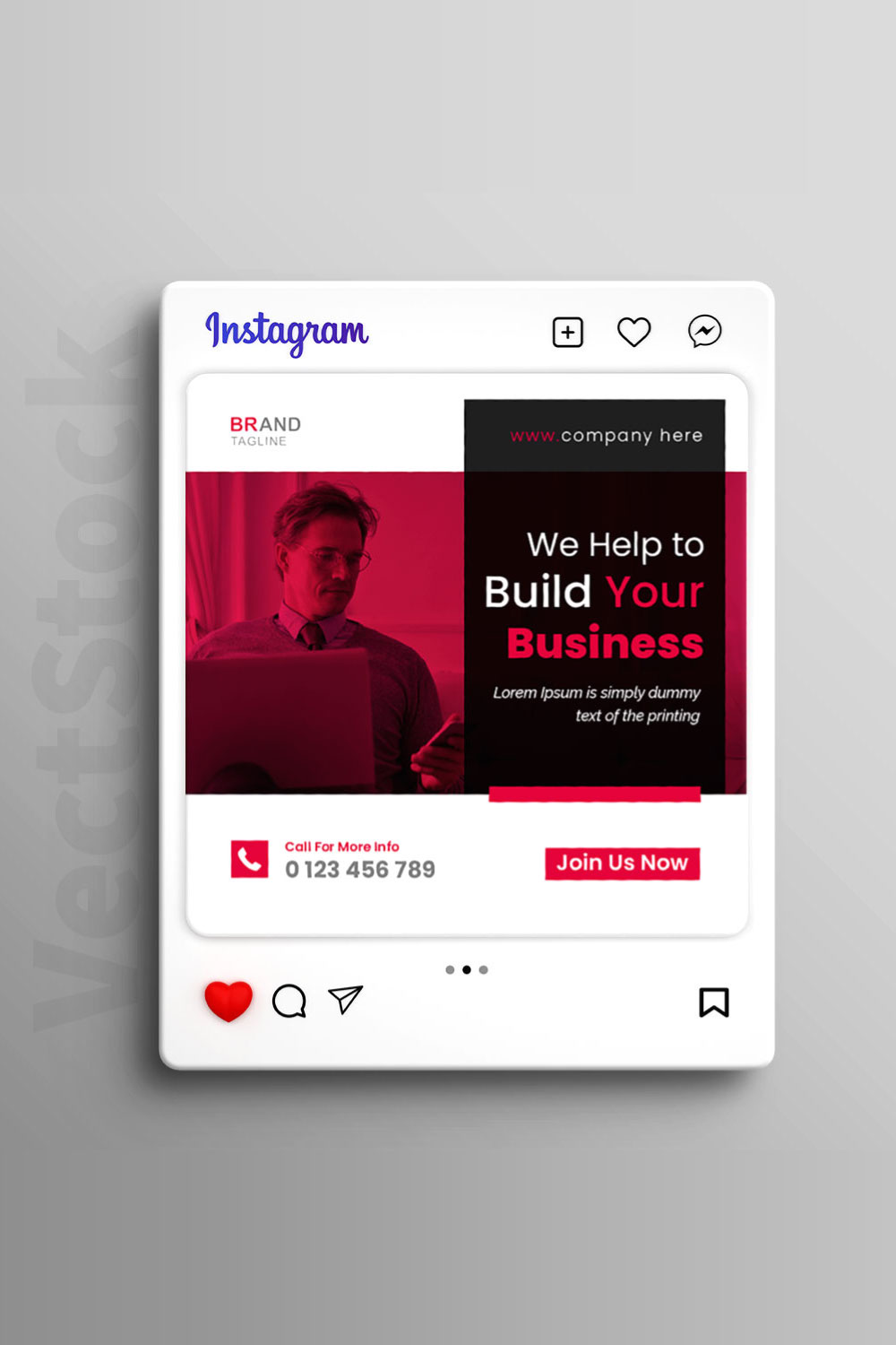 Digital marketing agency and business social media post template pinterest preview image.