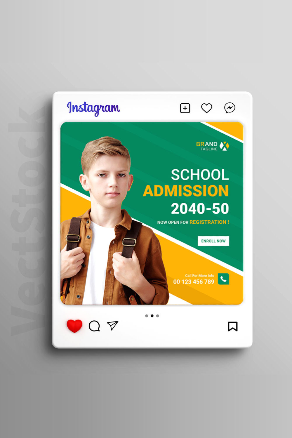Admission social media post template pinterest preview image.