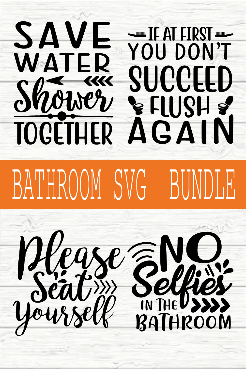 Bathroom Typography Bundle vol 3 pinterest preview image.
