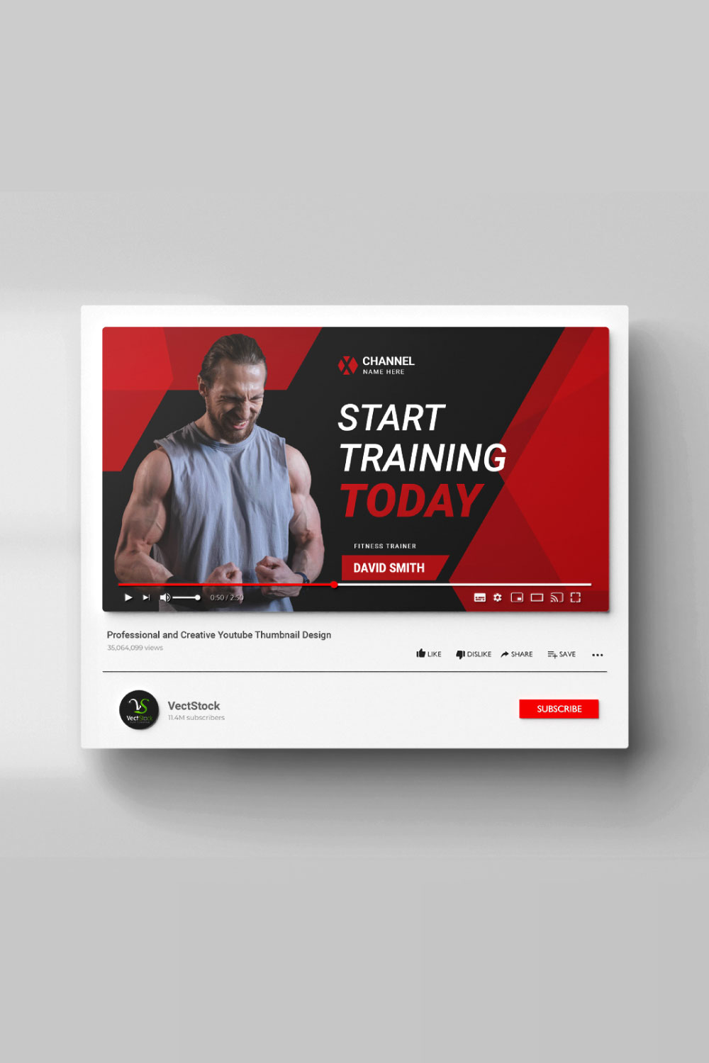 Gym Youtube thumbnail design template pinterest preview image.