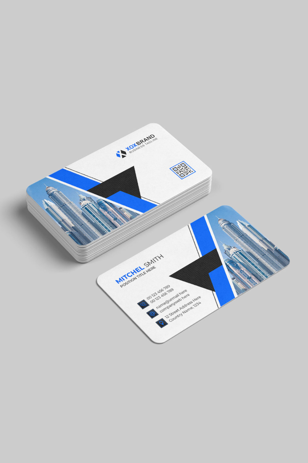 Clean and minimal business card design pinterest preview image.