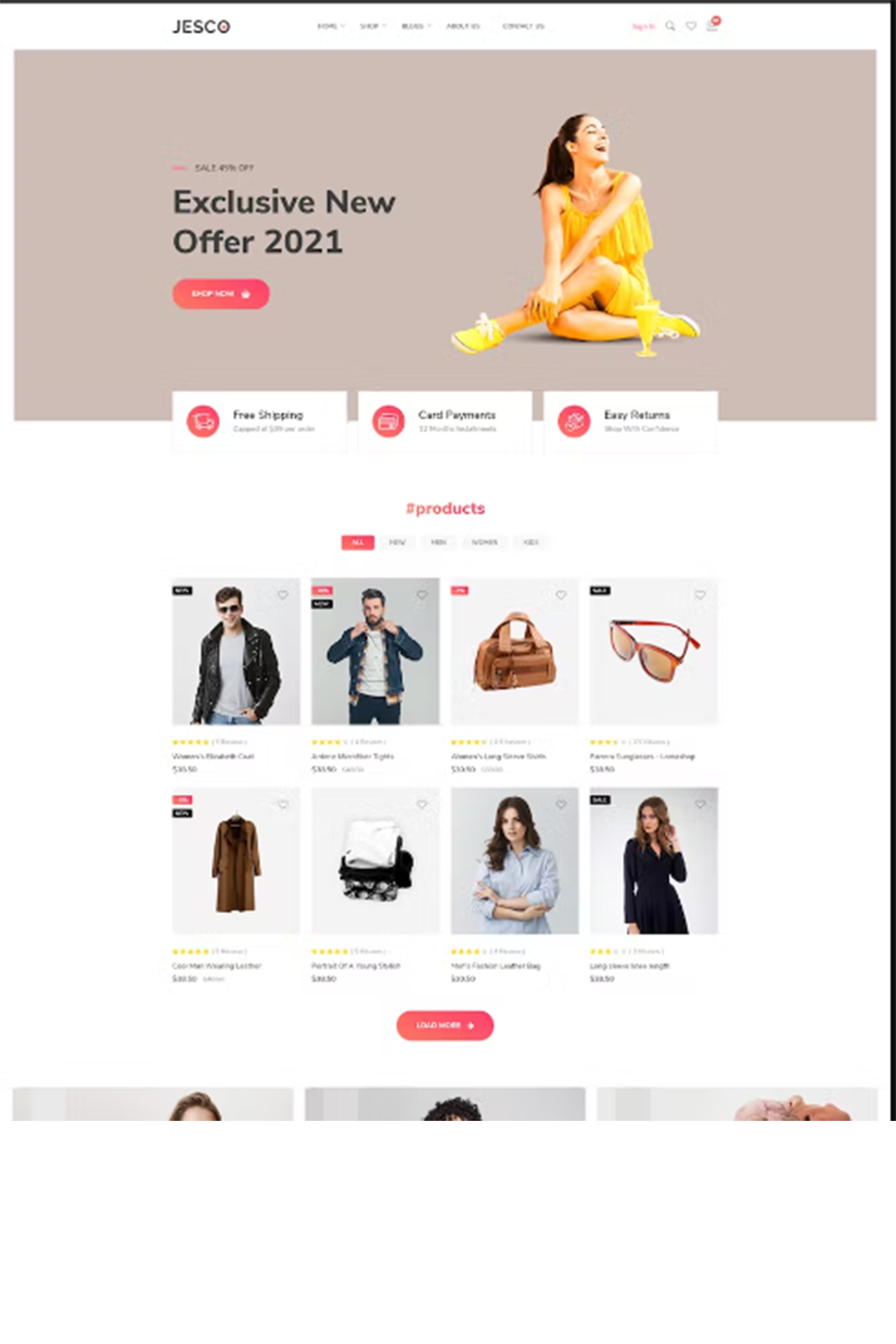 Free Jesco Fashoin Ecommerce HTML Template pinterest preview image.