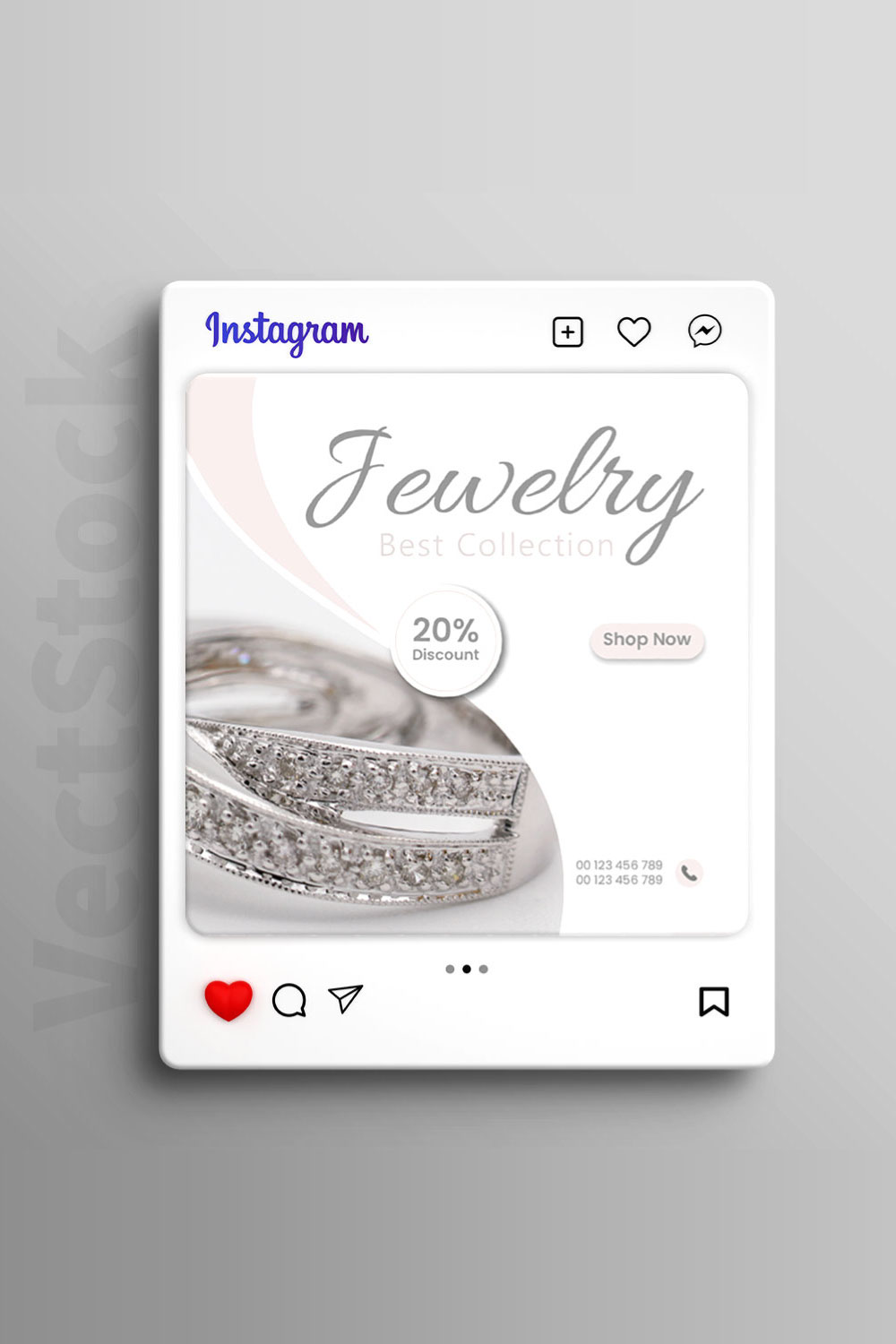 Jewelry social media and instagram post template pinterest preview image.