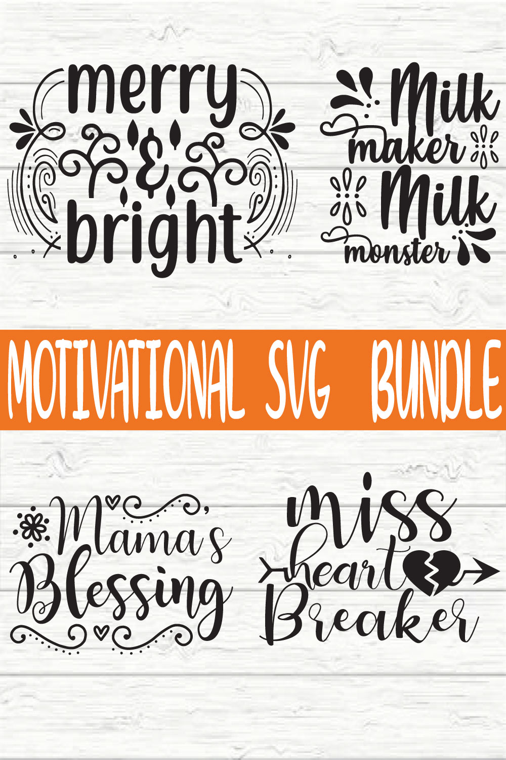 Motivational Typography Bundle vol 28 pinterest preview image.