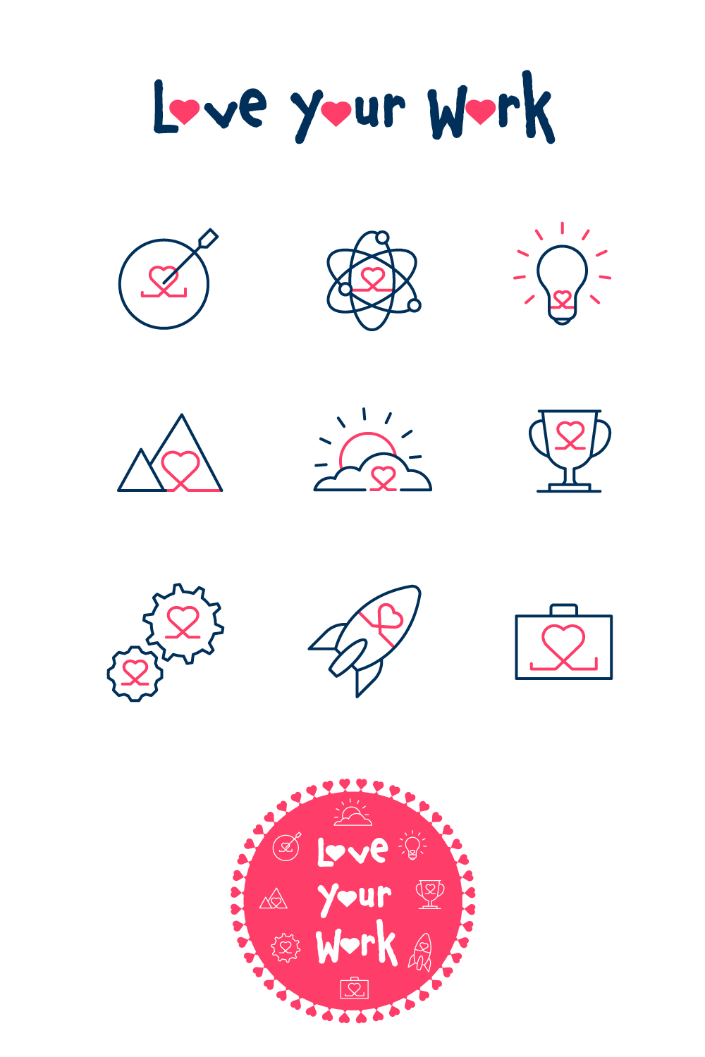Passion at Work: Vector Icon Bundle for Loving Your Job and Career pinterest preview image.