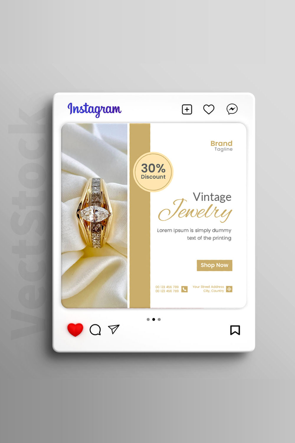 Jewelry collection beauty social media instagram post editable template pinterest preview image.