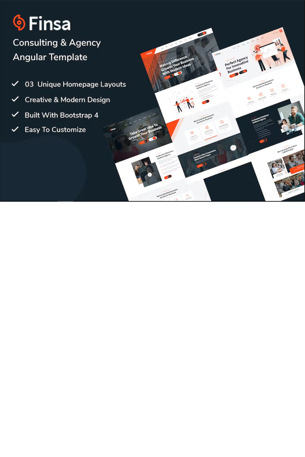 Free Consultancy & Business Angular Template pinterest preview image.