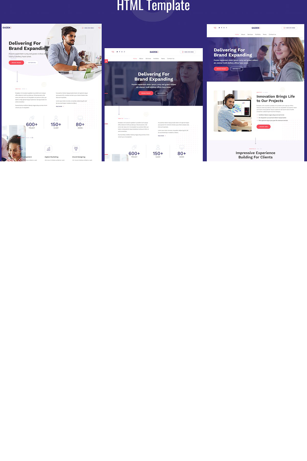 Free Agency Portfolio HTML Template pinterest preview image.