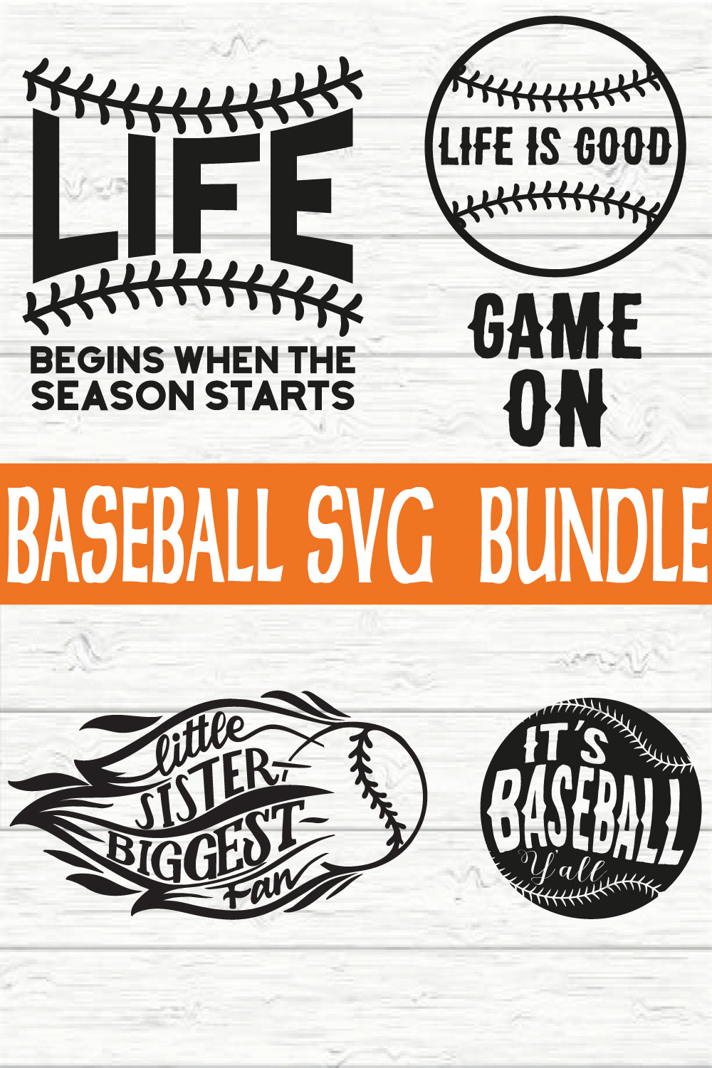 Baseball Typography Bundle vol 3 pinterest preview image.