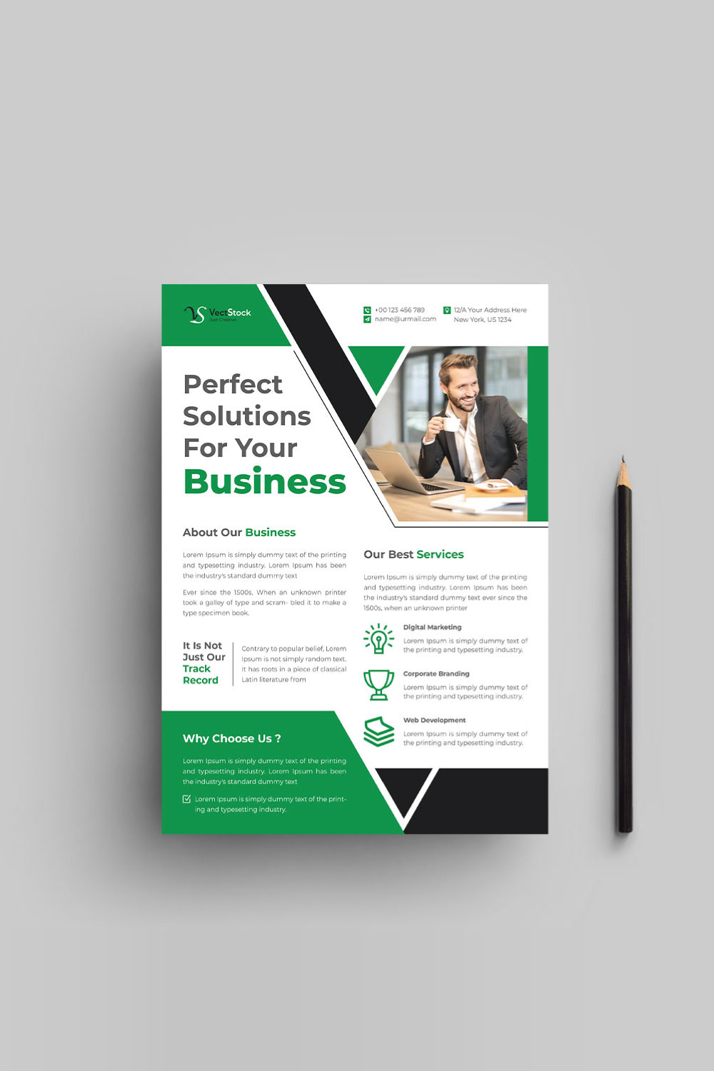 Business solutions flyer design template pinterest preview image.