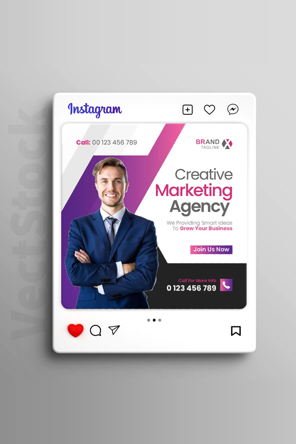 Creative marketing social media Instagram post and banner template pinterest preview image.