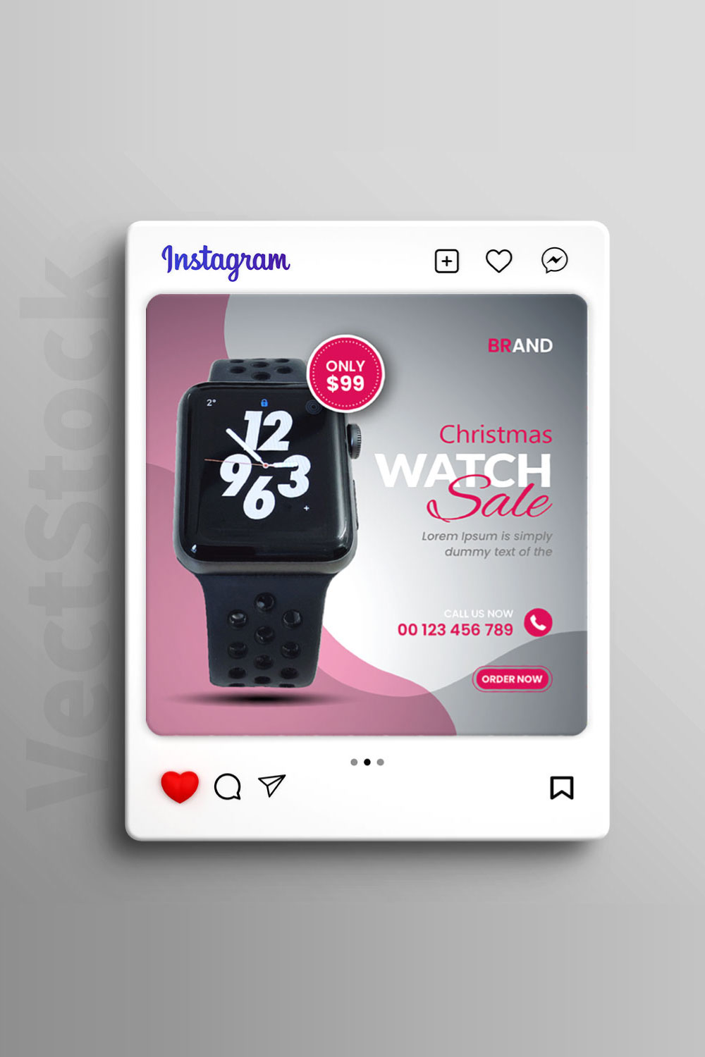 Smart watch brand product social media post banner pinterest preview image.