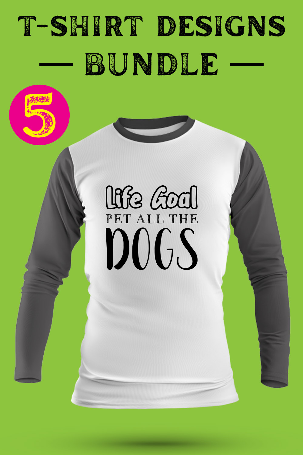 Dog T Shirt Designs Bundle pinterest preview image.