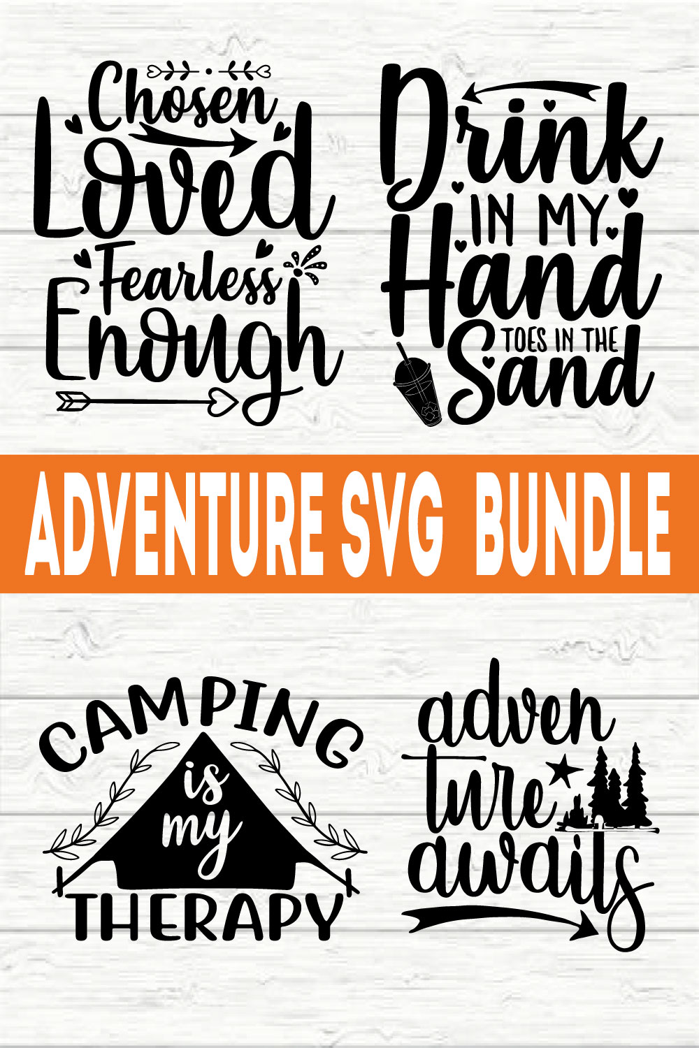Adventure Typography Bundle vol 9 pinterest preview image.