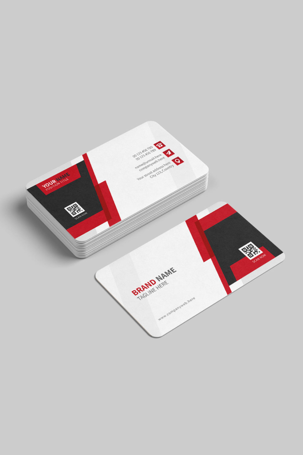 Modern and clean name card design template pinterest preview image.