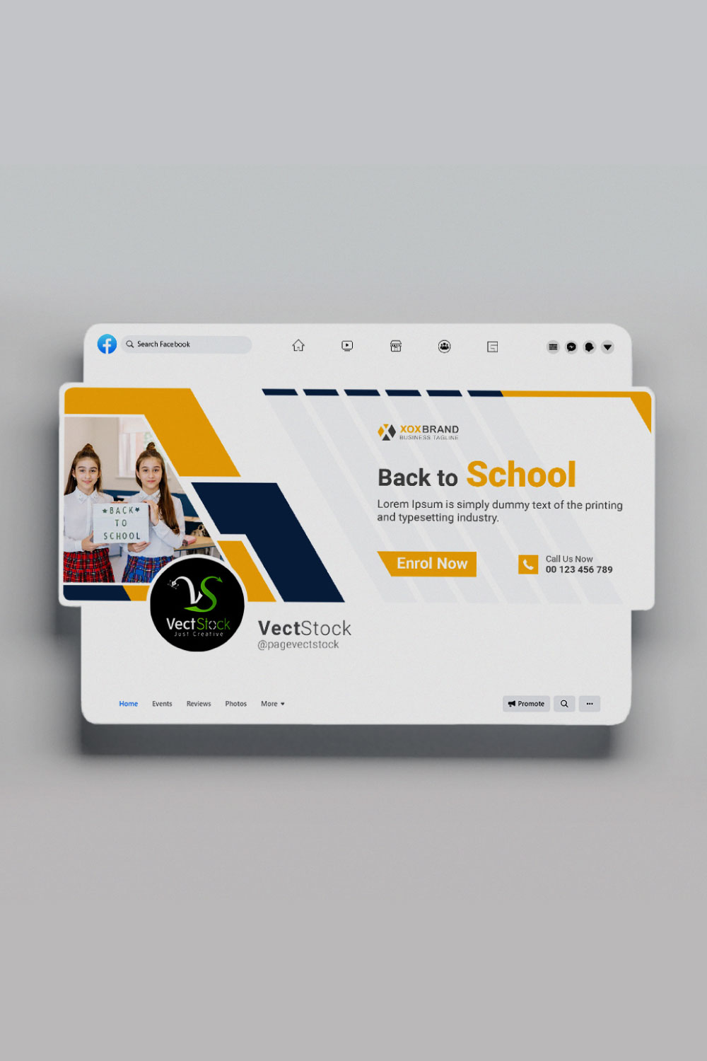 Back to school facebook cover design template pinterest preview image.