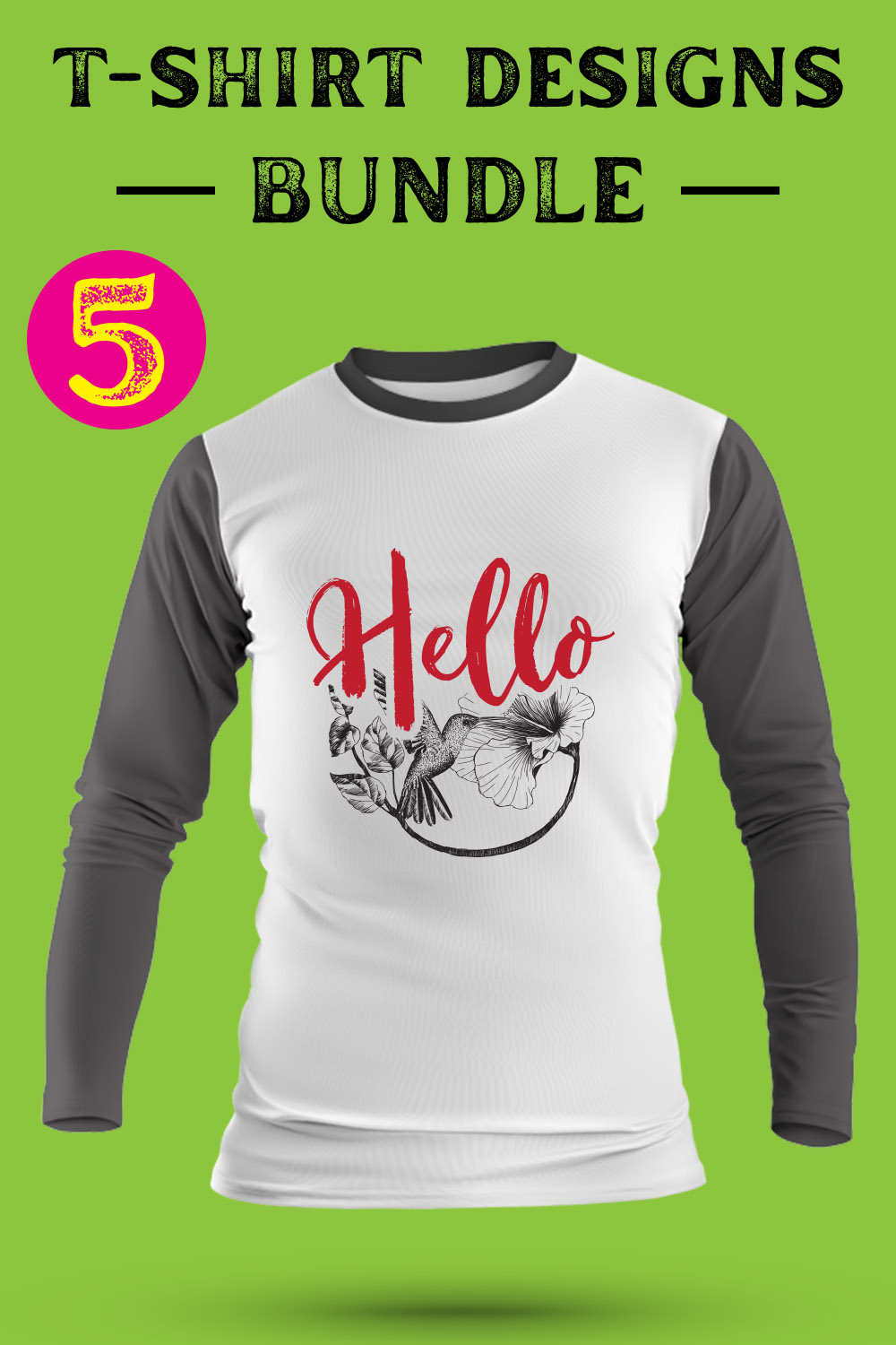 Flower T Shirt Designs Bundle pinterest preview image.