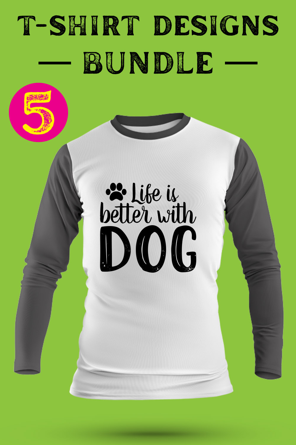 Dog T Shirt Designs Bundle pinterest preview image.