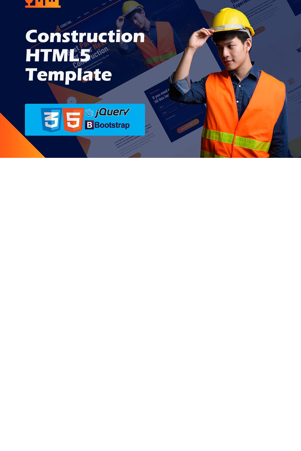 Free Constak Construction HTML5 Template pinterest preview image.