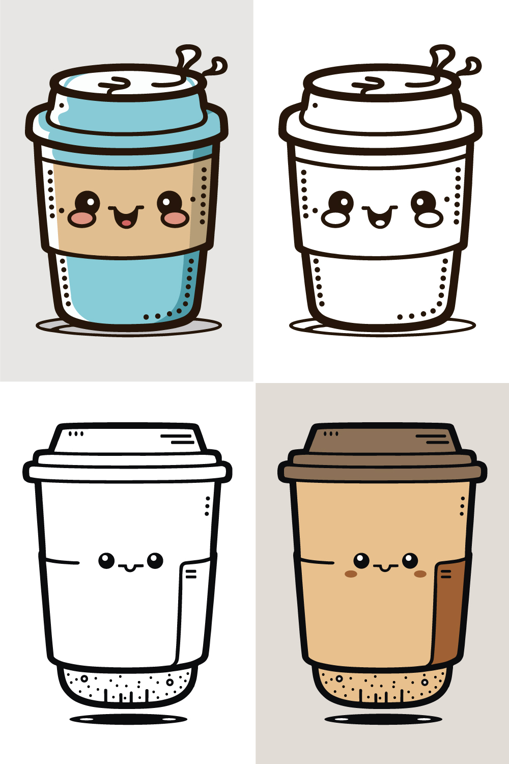 Coffee Cup Logo, Cute Coffee Cup Cartoon line art colorful Vector  Illustration, Coffee cup icon design, Flat carton style, and Food and drink  icon - MasterBundles