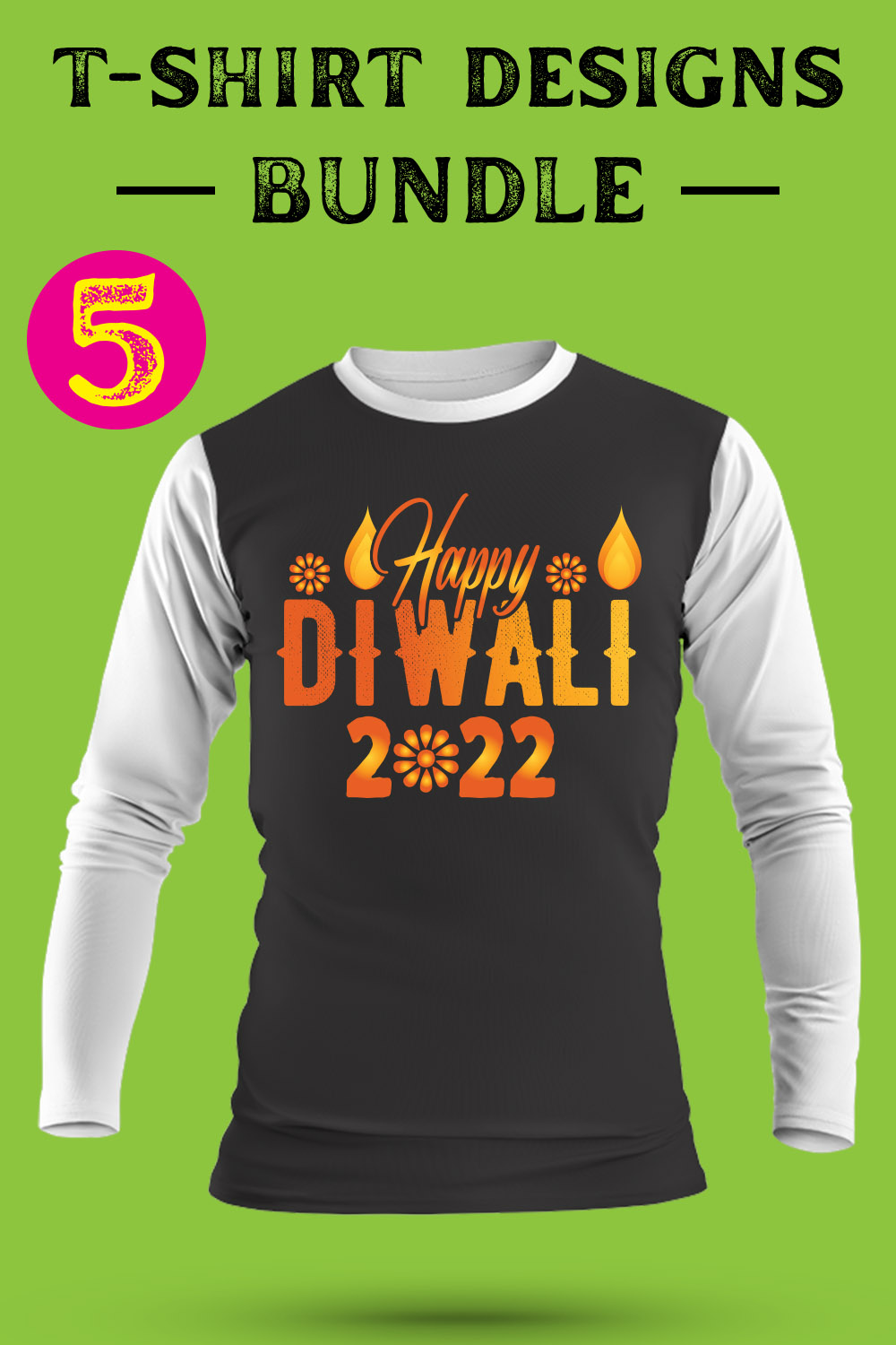 Diwali SVG T Shirt Designs Bundle pinterest preview image.