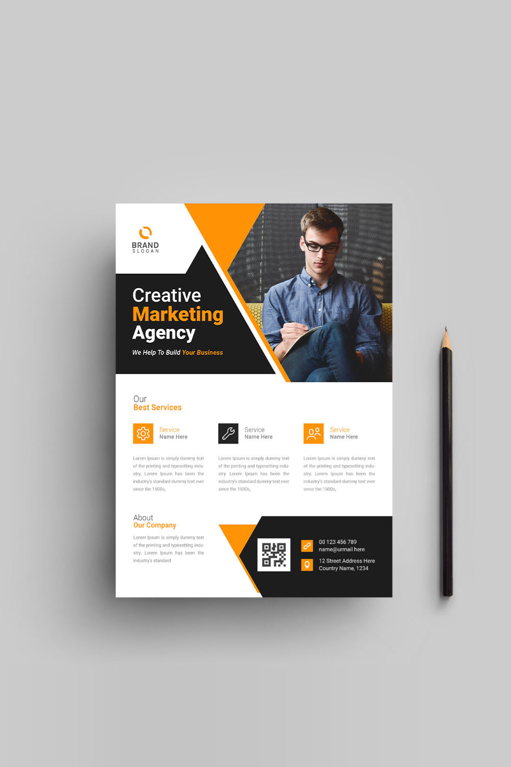 Creative and modern business marketing flyer design template pinterest preview image.