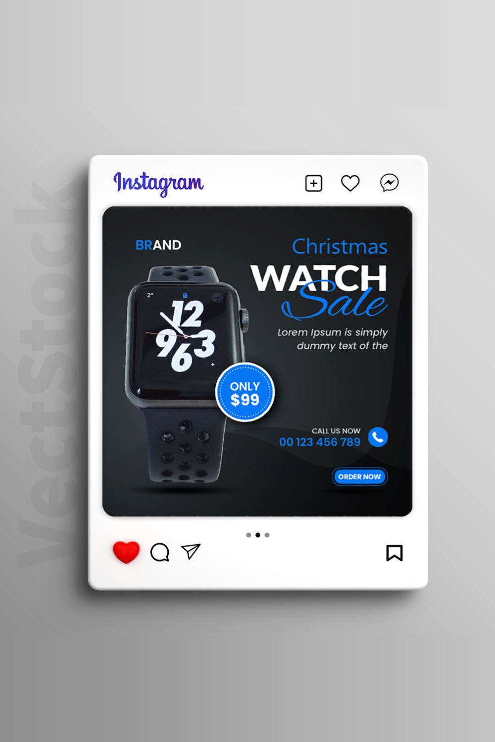 Classic watch brand product social media post banner template pinterest preview image.