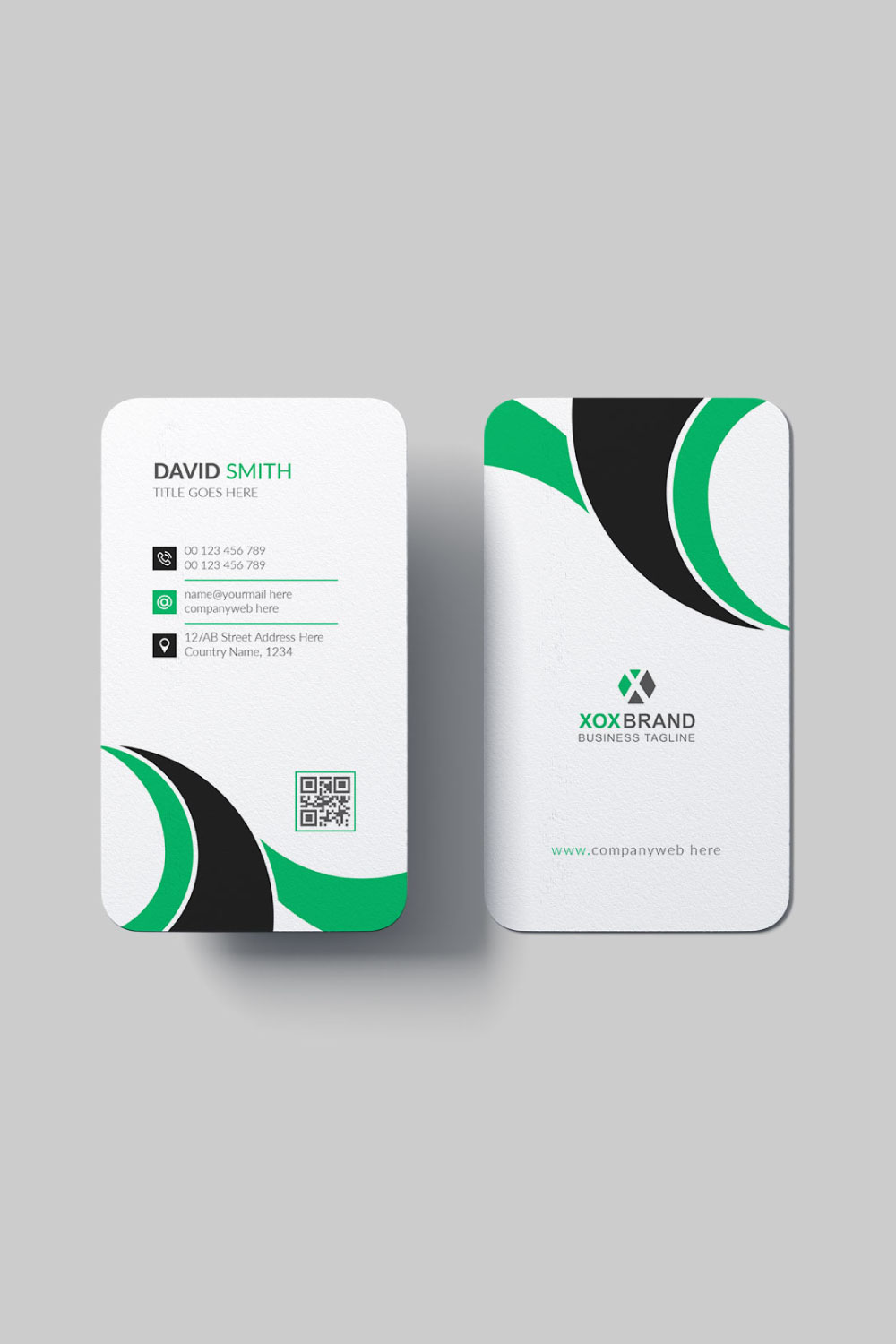 Vertical business card design template pinterest preview image.