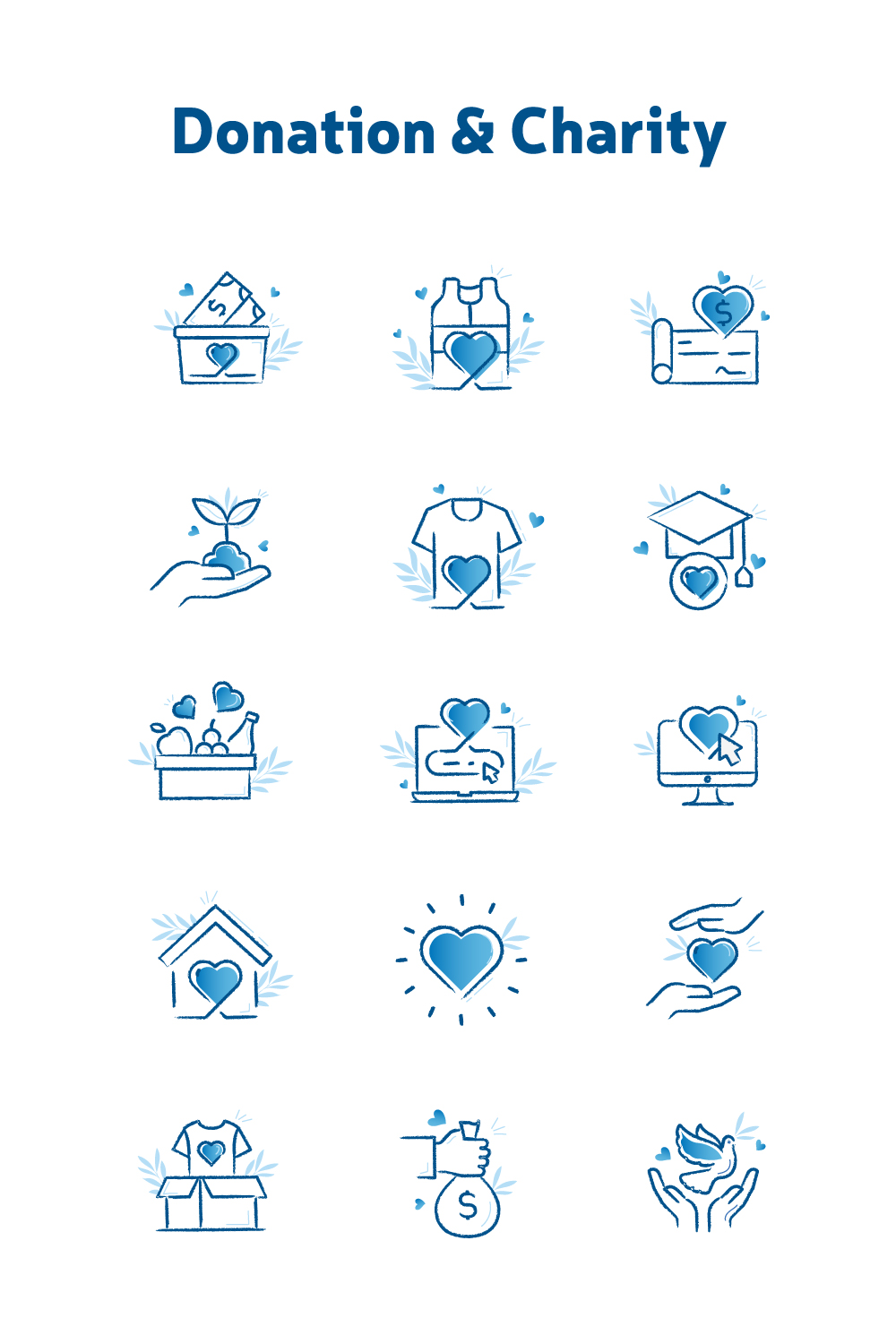Charity and Donations: Vector Illustration Bundle for Giving, Philanthropy, and Non-Profit Organizations pinterest preview image.