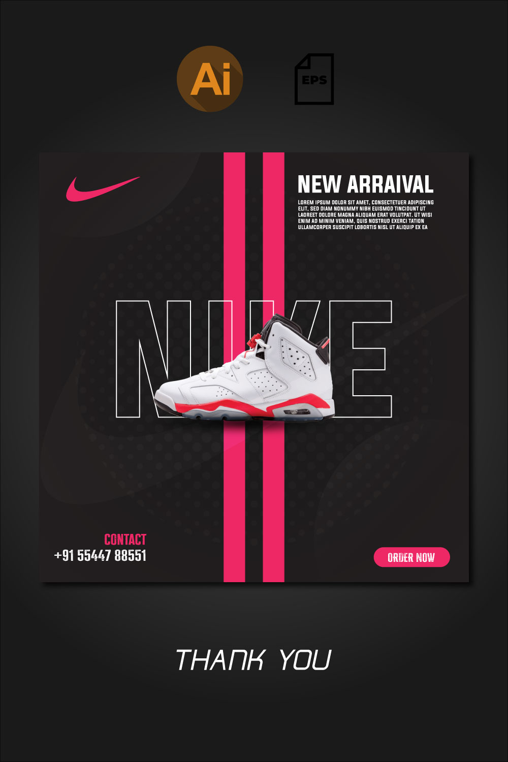 Nike Shoes Social Media Post pinterest preview image.