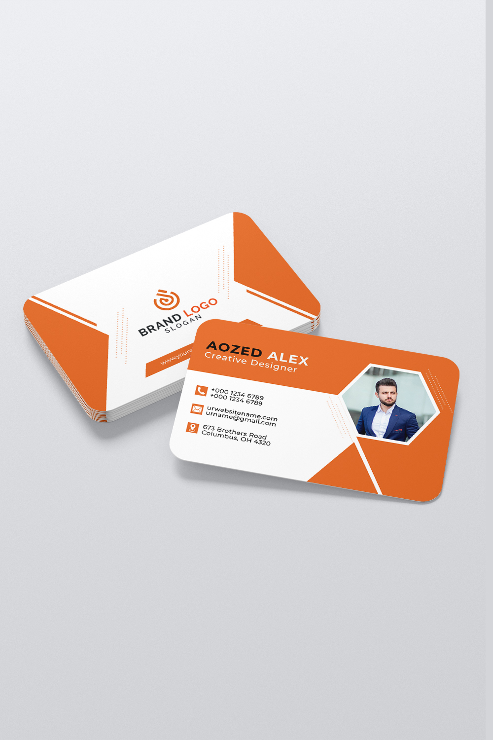 Colorful Corporate Business Card Design Template pinterest preview image.