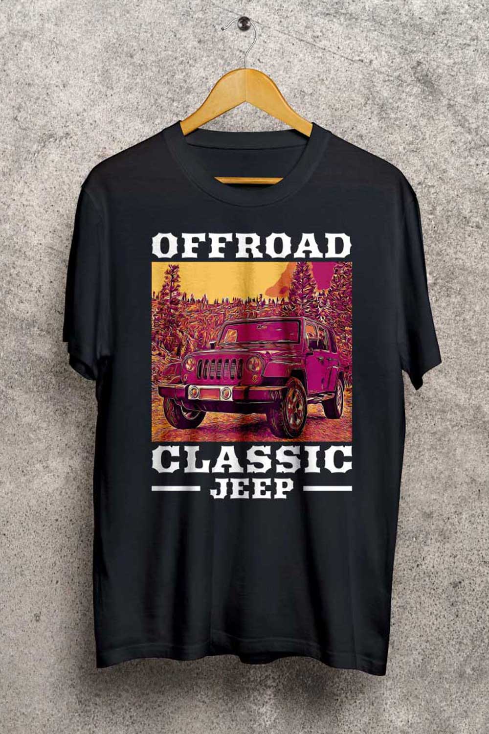 Off Road Classic, Adventure Speedy Car T-shirt Design pinterest preview image.