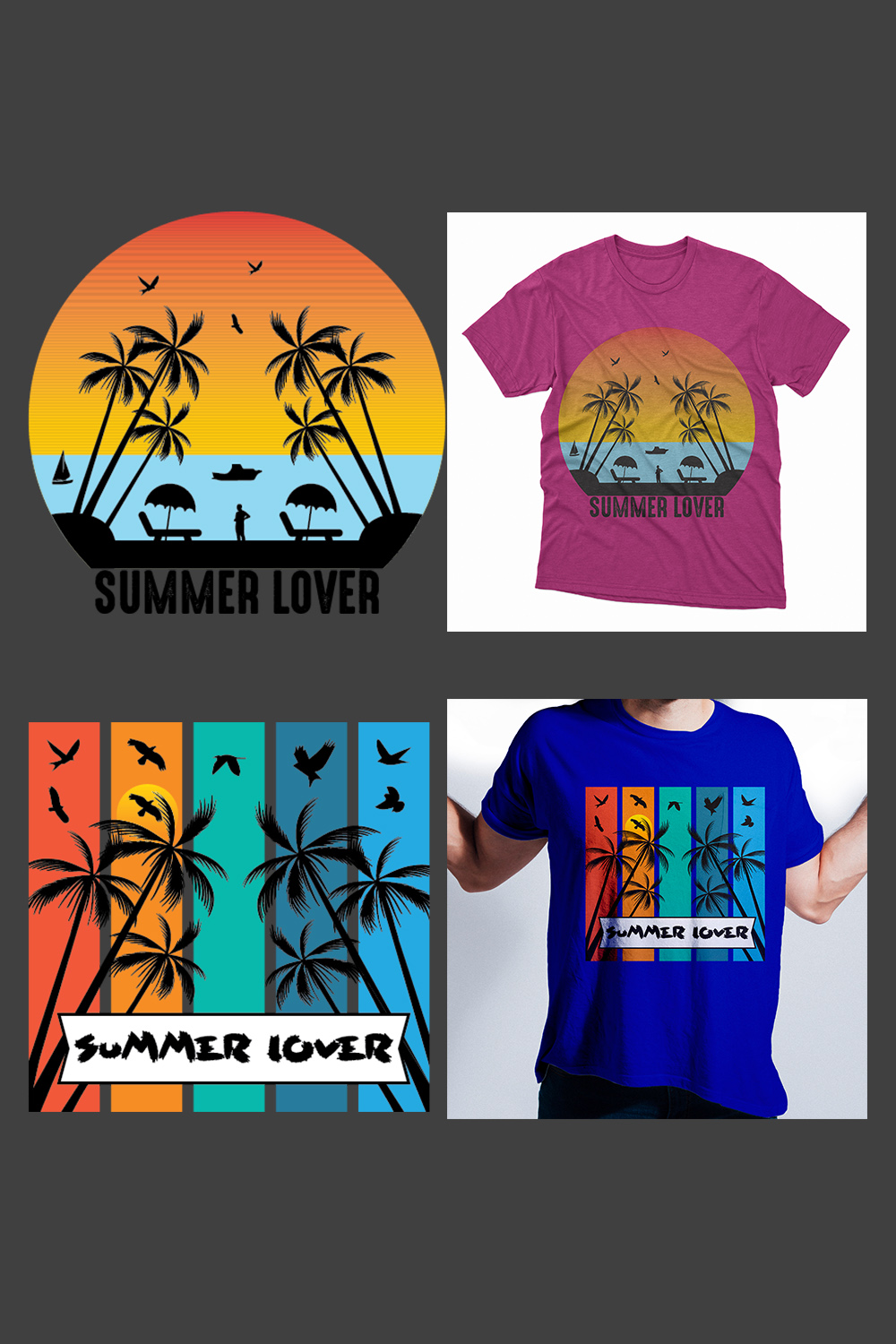 Summer Lover T-Shirt Design pinterest preview image.