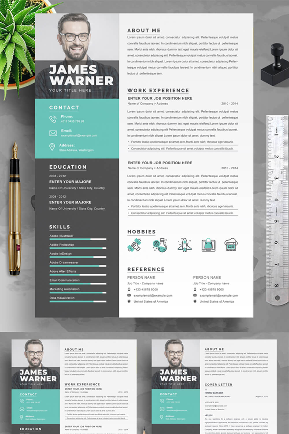 Professional Resume Template for Career Advancement in Business pinterest preview image.