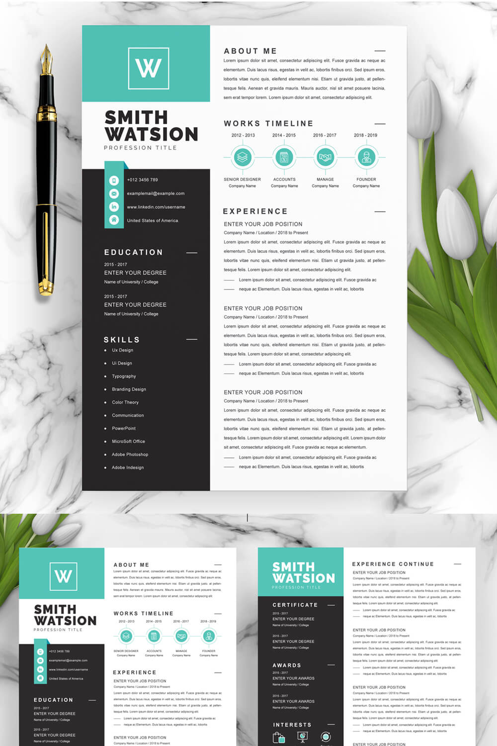 Sleek and Professional Resume Template for Career Advancement in Business, Finance, and Management Fields" pinterest preview image.