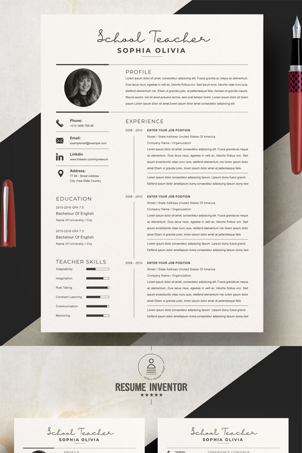 Clean Resume Template | Wonder Elegant Resume Template Word pinterest preview image.