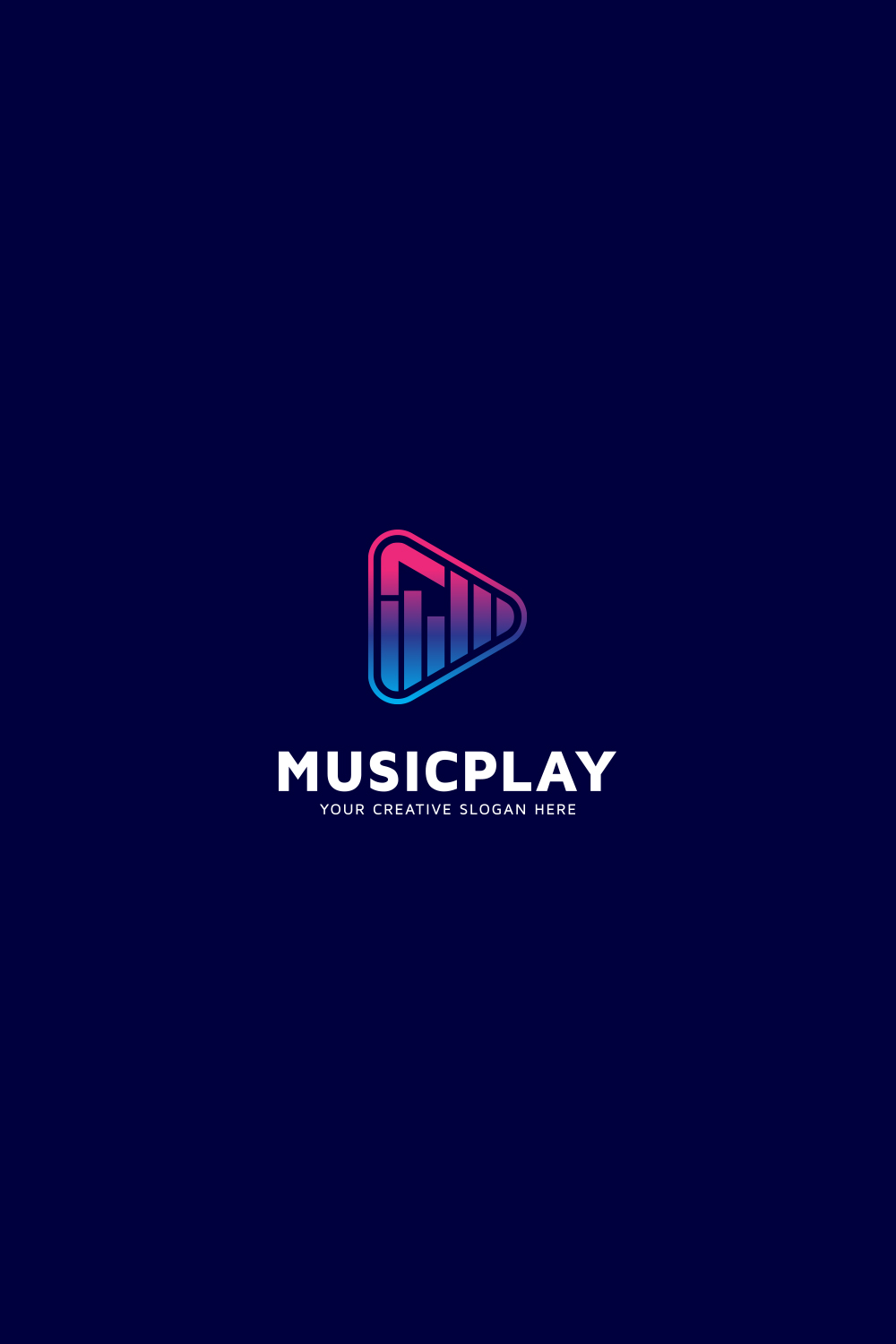 Music Play Button Logo Design pinterest preview image.