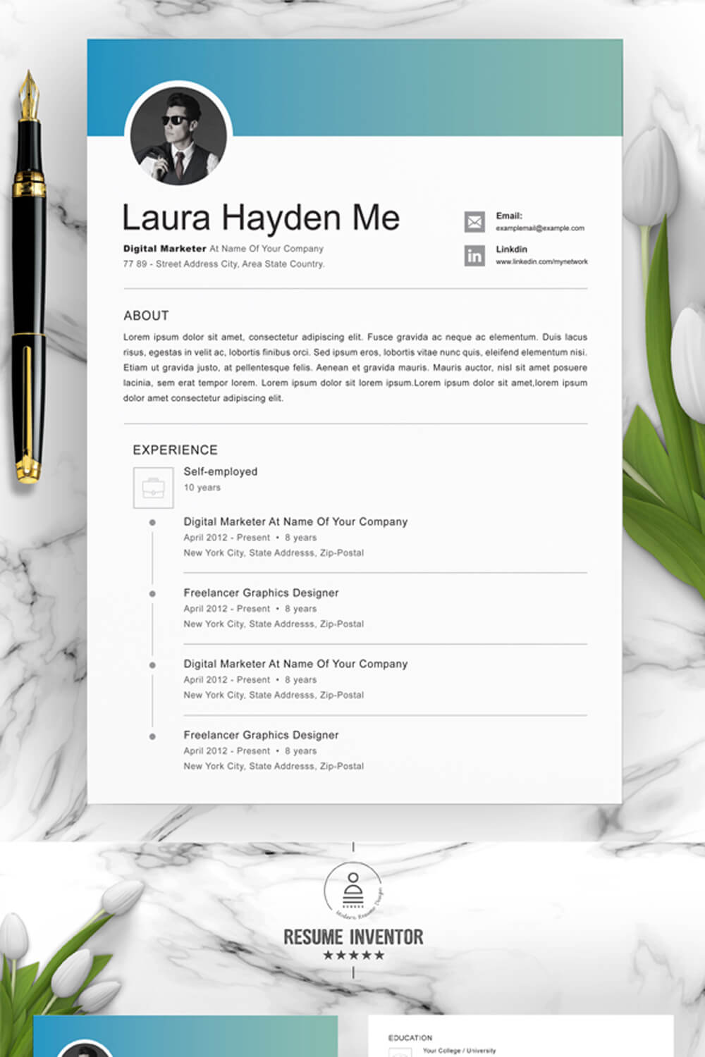 Digital Marketer Resume Template | Best Professional Resume Template pinterest preview image.