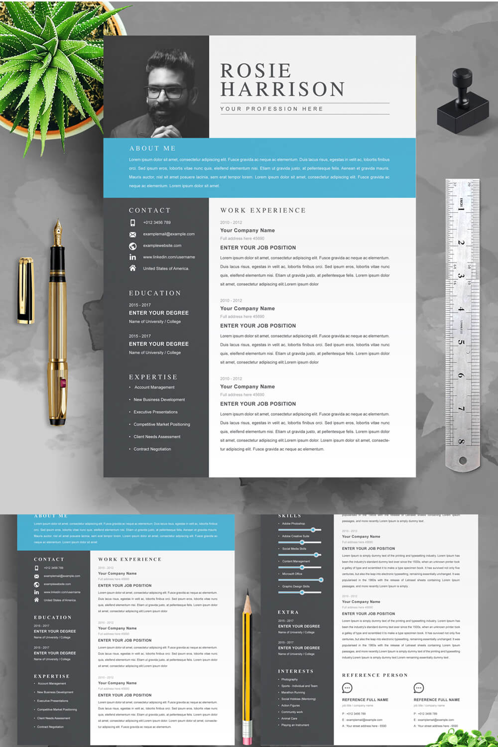 Graphic Designer CV Design | Creative Resume Design | Word Format | Modern Resume Template pinterest preview image.