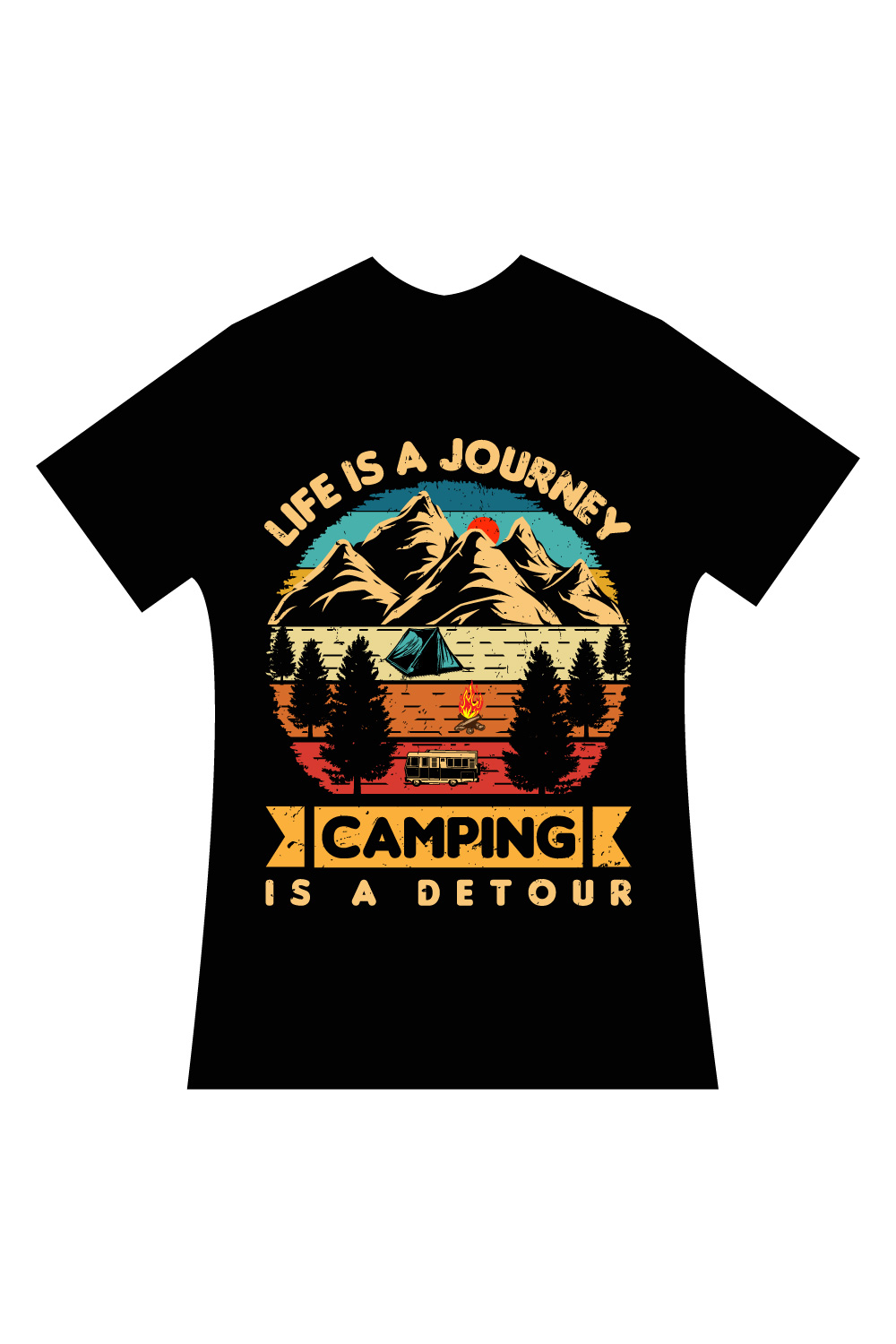life is a journey camping is a detour Camping t shirt Design pinterest preview image.