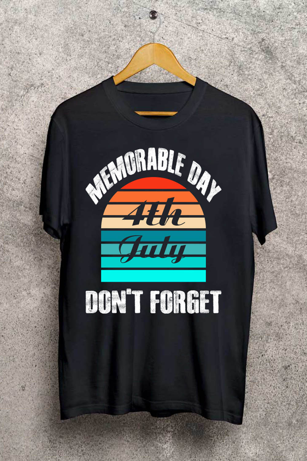 4th July Memorable Day T-shirts Design Template pinterest preview image.