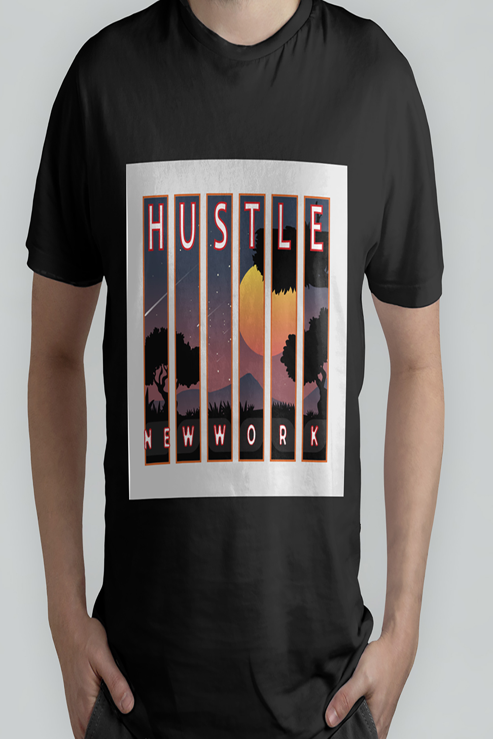 Hustle T-Shirt Design Vector pinterest preview image.