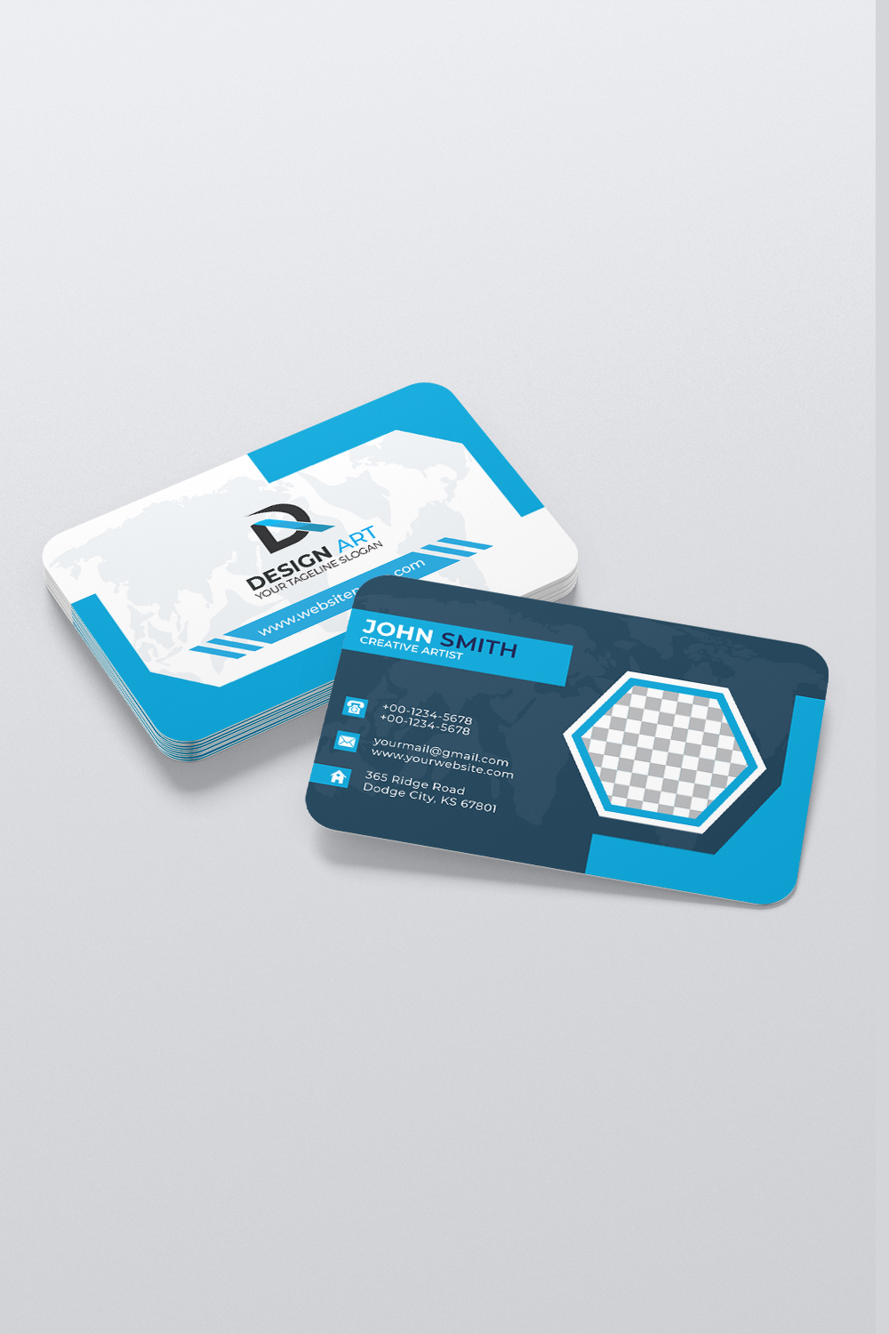 BLACK & BLUE Modern Business Card Design pinterest preview image.