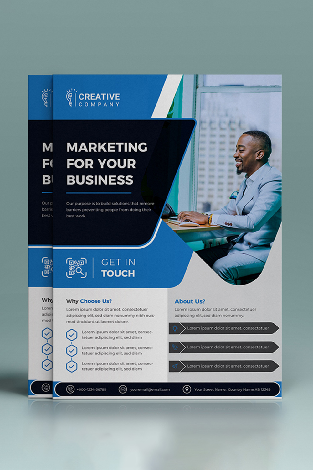 Corporate business flyer template design set with 3 color pinterest preview image.