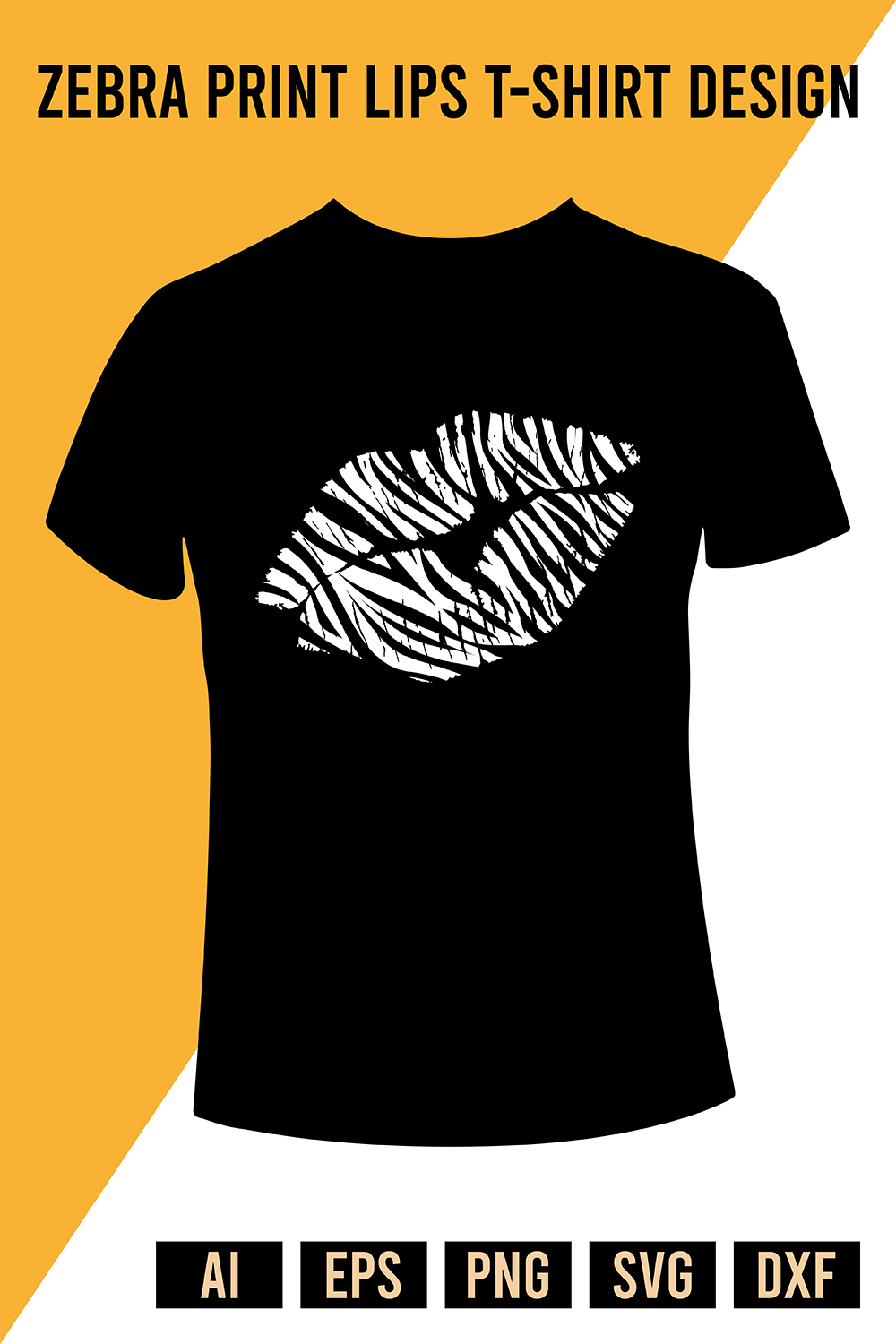 Zebra Print Lips T-Shirt Design pinterest preview image.