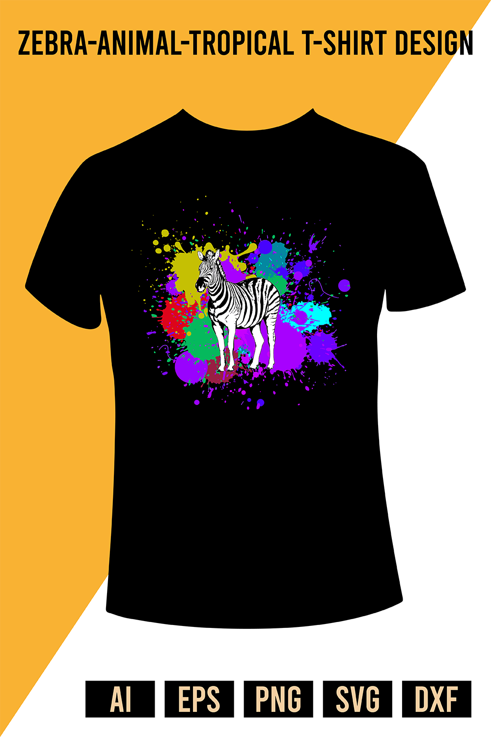 Zebra-animal-tropical T-Shirt Design pinterest preview image.
