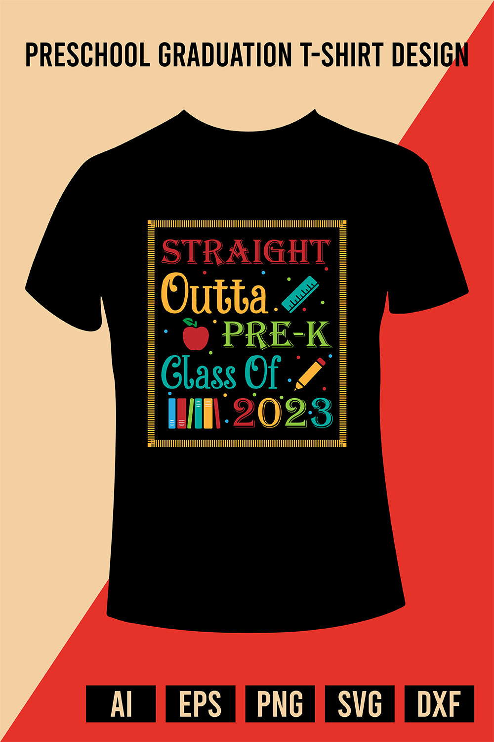 Preschool Graduation T-Shirt Design pinterest preview image.