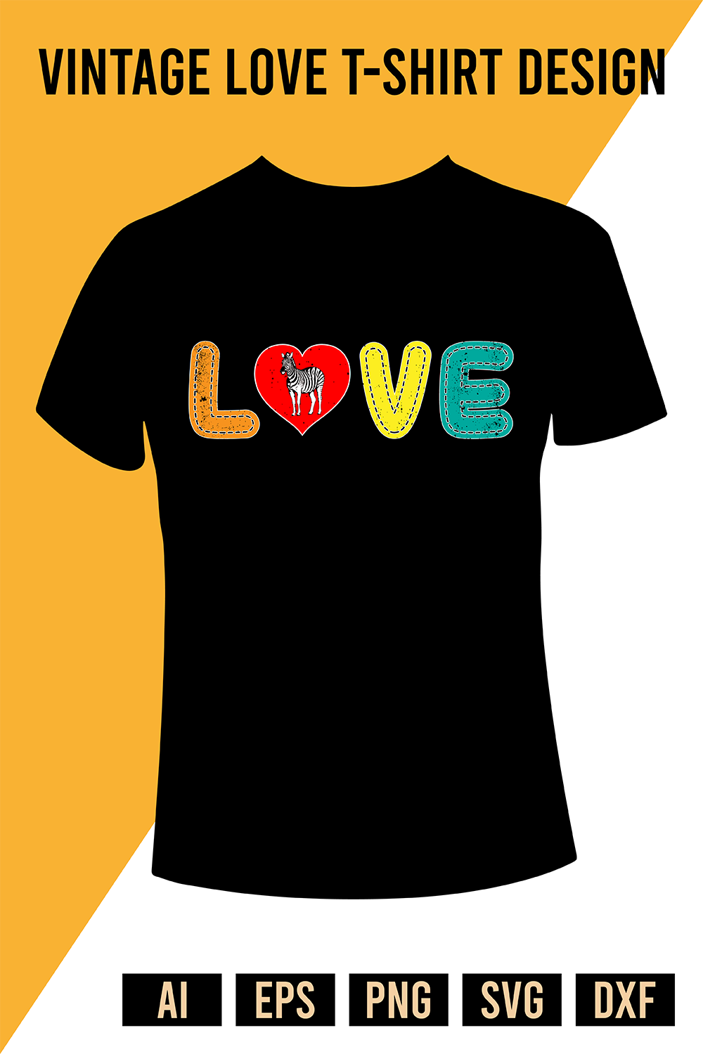 Vintage Love T-Shirt Design pinterest preview image.
