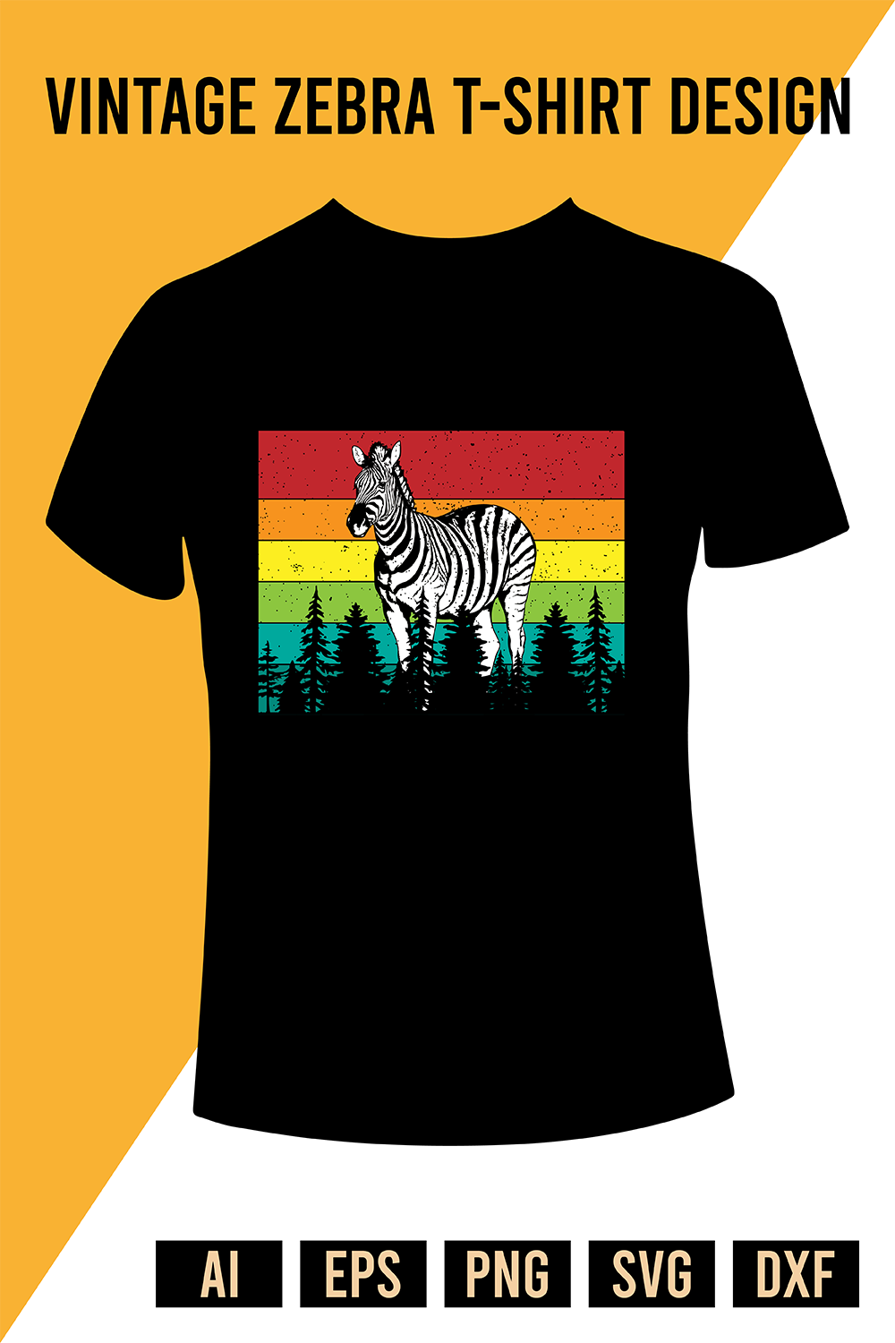 Vintage Zebra T-Shirt Design pinterest preview image.