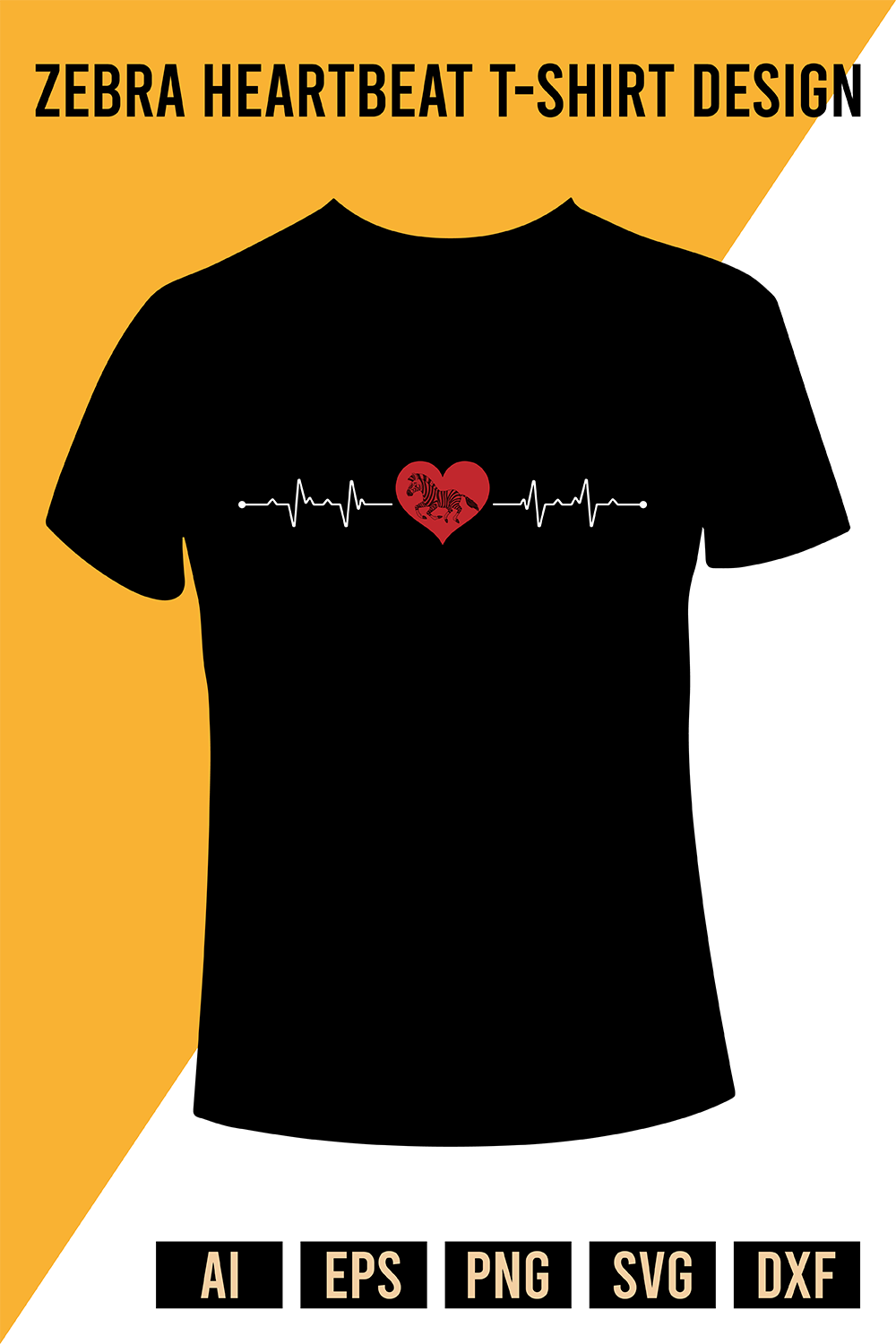 Zebra Heartbeat T-Shirt Design pinterest preview image.